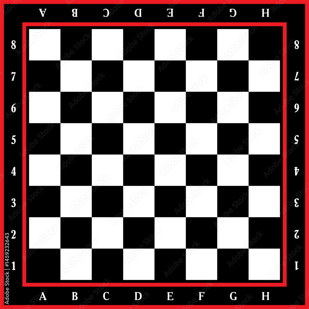 chessboard with stylized pieces king, queen, officer, bishop, knight, pawn, rook, vector drawing