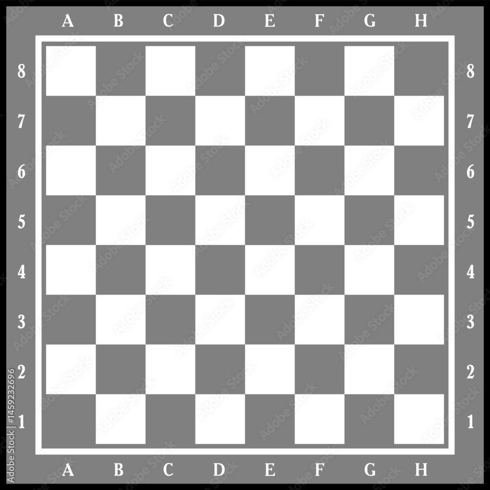 chessboard with stylized pieces king, queen, officer, bishop, knight, pawn, rook, vector drawing