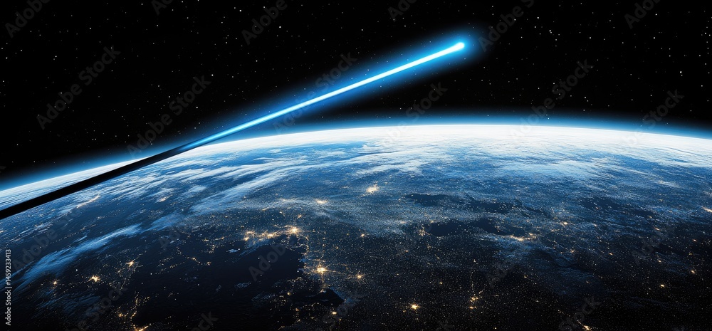 Earth from space with a bright beam Earth from space with a bright beam