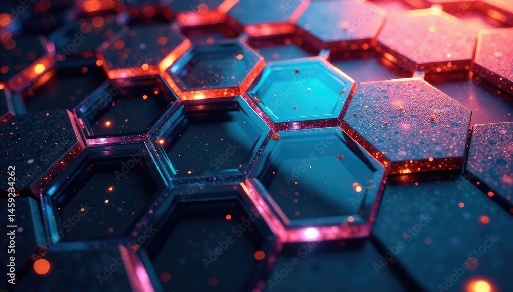 Interlocking hexagons create a honeycomb effect, structure, tessellation, complex Interlocking hexagons create a honeycomb effect, structure, tessellation, complex