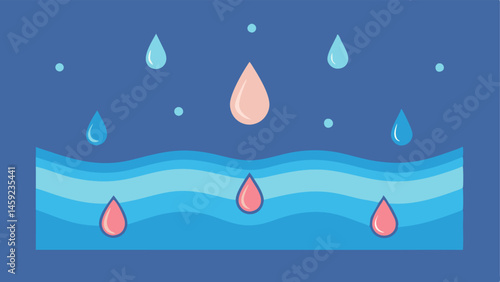 Hydration Drops Water droplets falling onto a skin surface with the serums effect illustrated as glowing lines seeping into the skin.