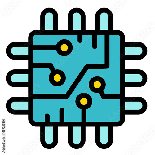 Computer Chip  Icon Element For Design	