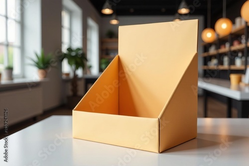 Empty cardboard POS display design template for product showcase, retail, mockup, design, vector