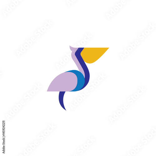 Abstract colorful pelican design as a vector business logo symbol