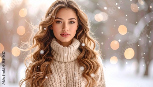 Wallpaper Mural 美しいロングヘアの女性モデル、窓辺 Torontodigital.ca