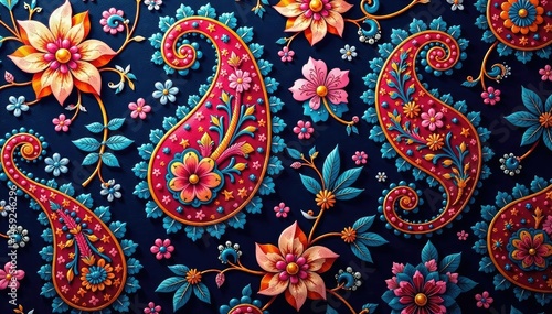 Intricate paisley pattern flows seamlessly across fabric surface , seamless paisley, print, indian paisley