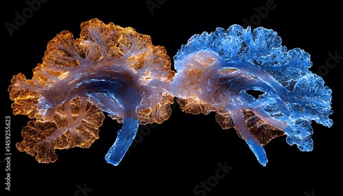 A detailed computer-generated image of paired lungs.