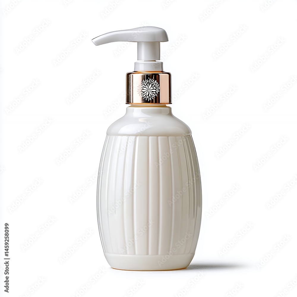 Obraz premium White Lotion Bottle with Rose Gold Pump Dispenser