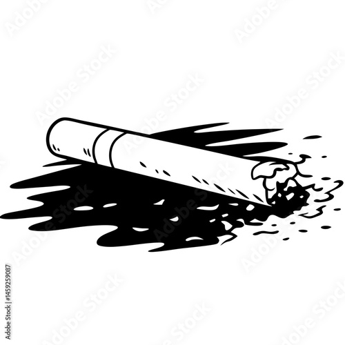 Broken cigarette illustration on a white background  