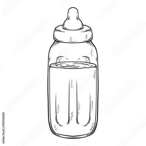 baby bottle line art hand draw illustration