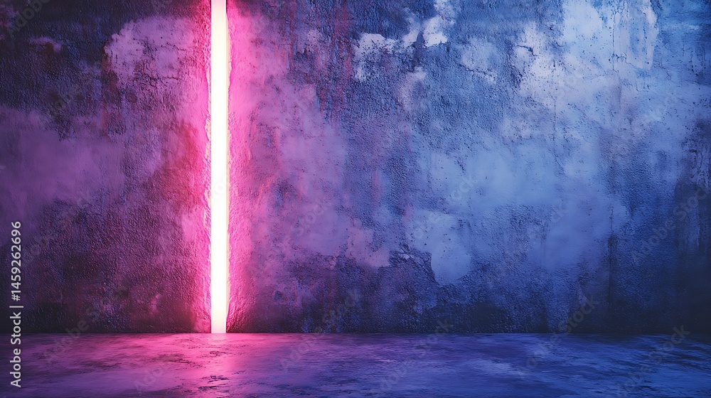 Fototapeta premium Neon light, grunge wall, empty space
