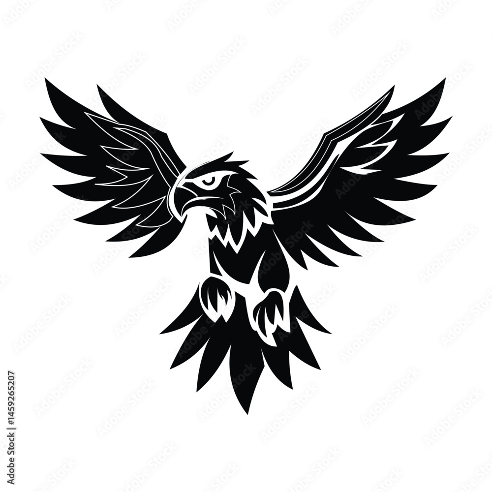 Obraz premium Black silhouette eagle icon logo