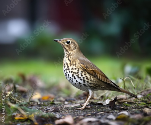Wallpaper Mural Song thrush on the ground in the wild Torontodigital.ca