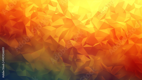 Low Poly Abstract Background with Vivid Orange and Yellow Gradient