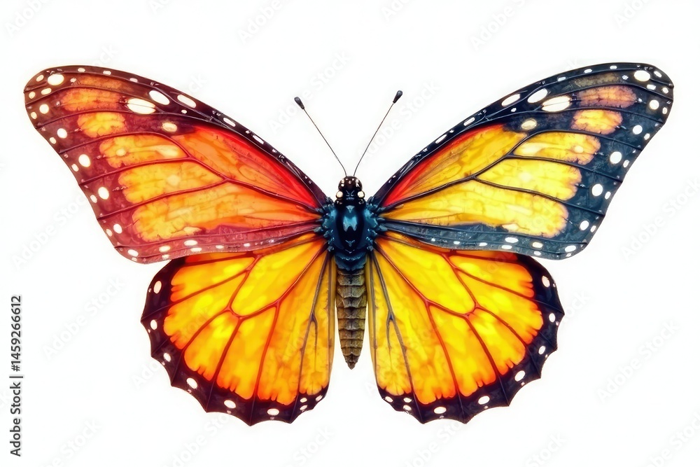 Fototapeta premium Single vibrant flap, isolated on pure white background , smooth, studio, folded