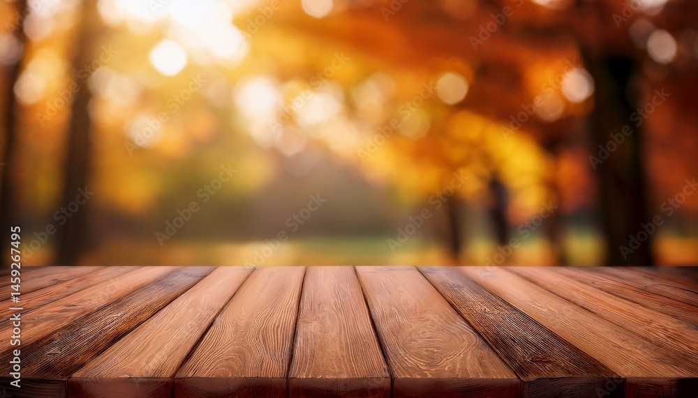 wooden table and blurred bokeh autumn background wooden table and blurred bokeh autumn background
