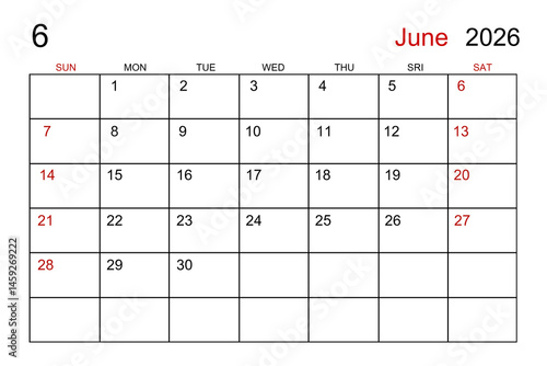Blank white calendar page for July 2026 year for your appointment.