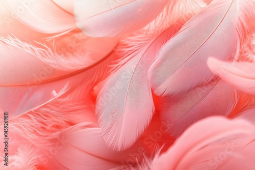 Wallpaper Mural Soft, delicate, pale pink feathers. Close-up view of many overlapping feathers, showcasing a variety of subtle pastel shades.  The light catches the delicate structure of each feather Torontodigital.ca