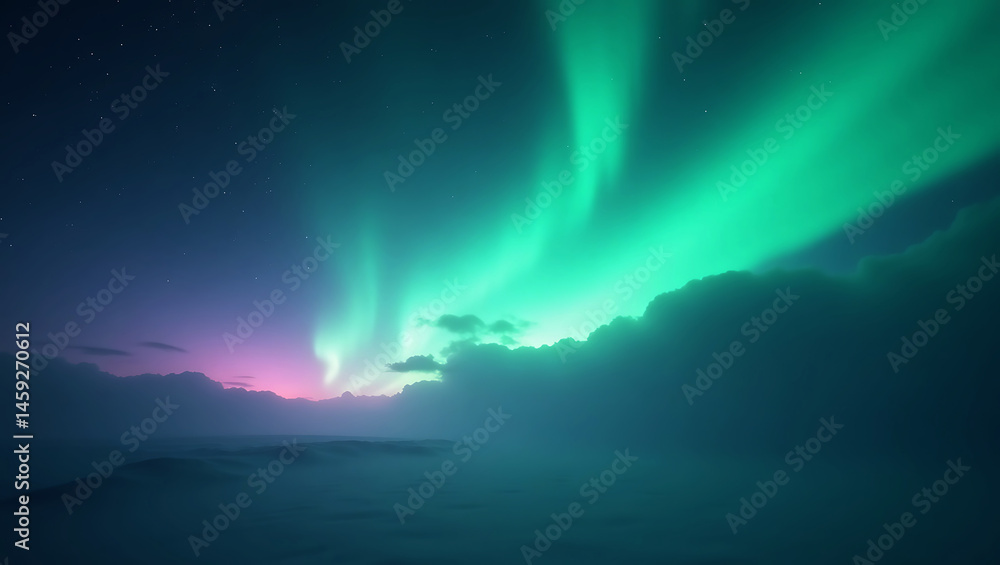 Fototapeta premium aurora abstract background and Green-blue gradient abstract background. aurora wallpaper backdrop.