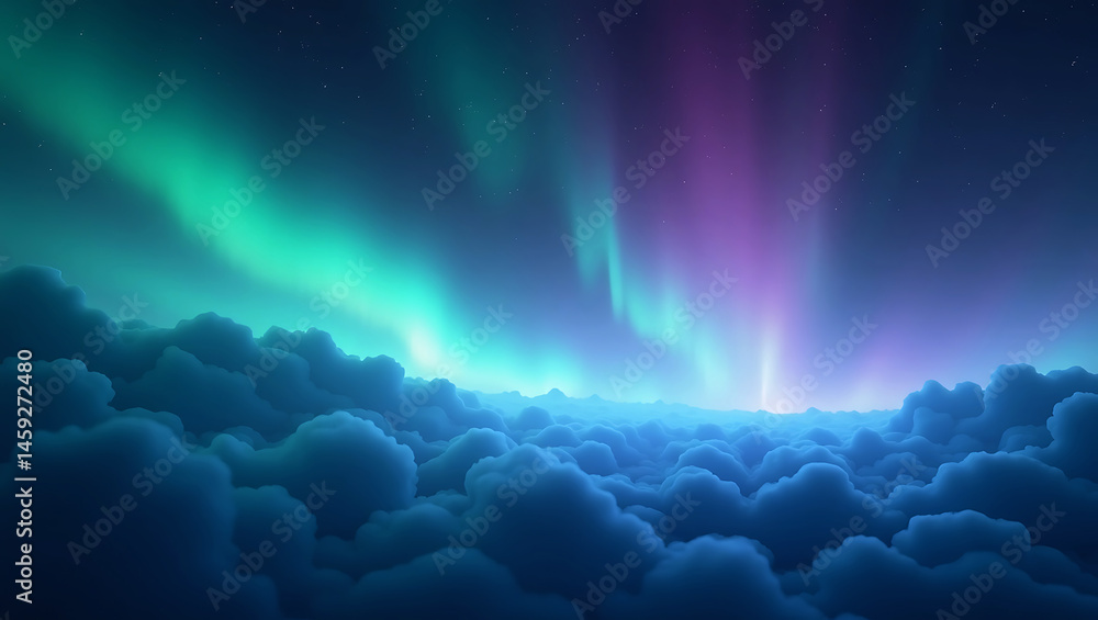 Fototapeta premium aurora abstract background and Green-blue gradient abstract background. aurora wallpaper backdrop.