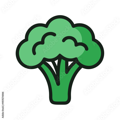 Green broccoli illustration on white background 
