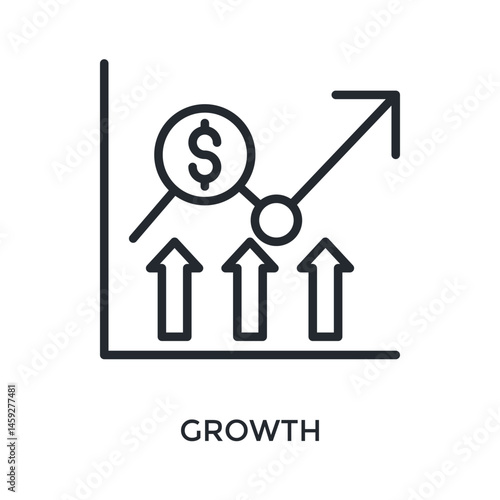 Growth Icon Outline Style. Vector Illustration For Graphic Design