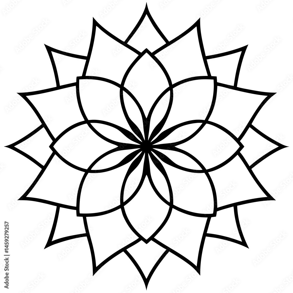 Obraz premium Zen Mandala Outline Vector Design