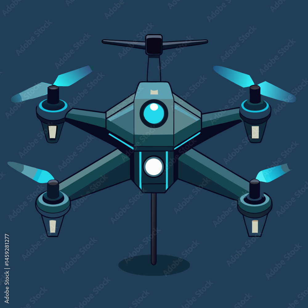 A black drone soaring against a bright blue background, showcasing its sleek design and aerial capabilities. A black drone soaring against a bright blue background, showcasing its sleek design and aerial capabilities.