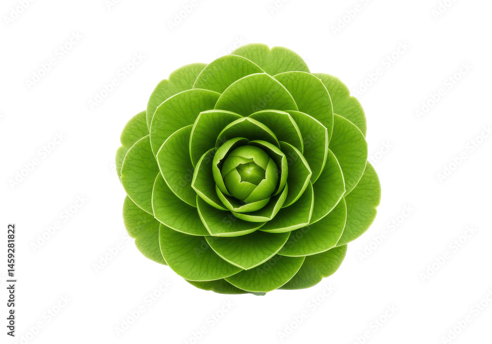 Fototapeta premium Emerald Rose A swirling green plant unfolds against the dark creating a mesmerizing blossom of leaves