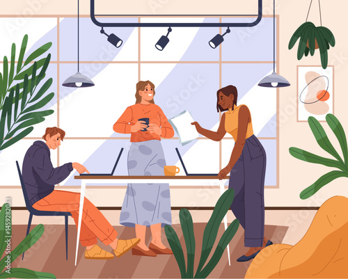 Office teamwork or work. Vector project job.