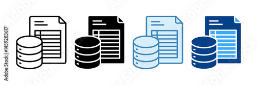 Database Search Icon Set Multiple Style Collection