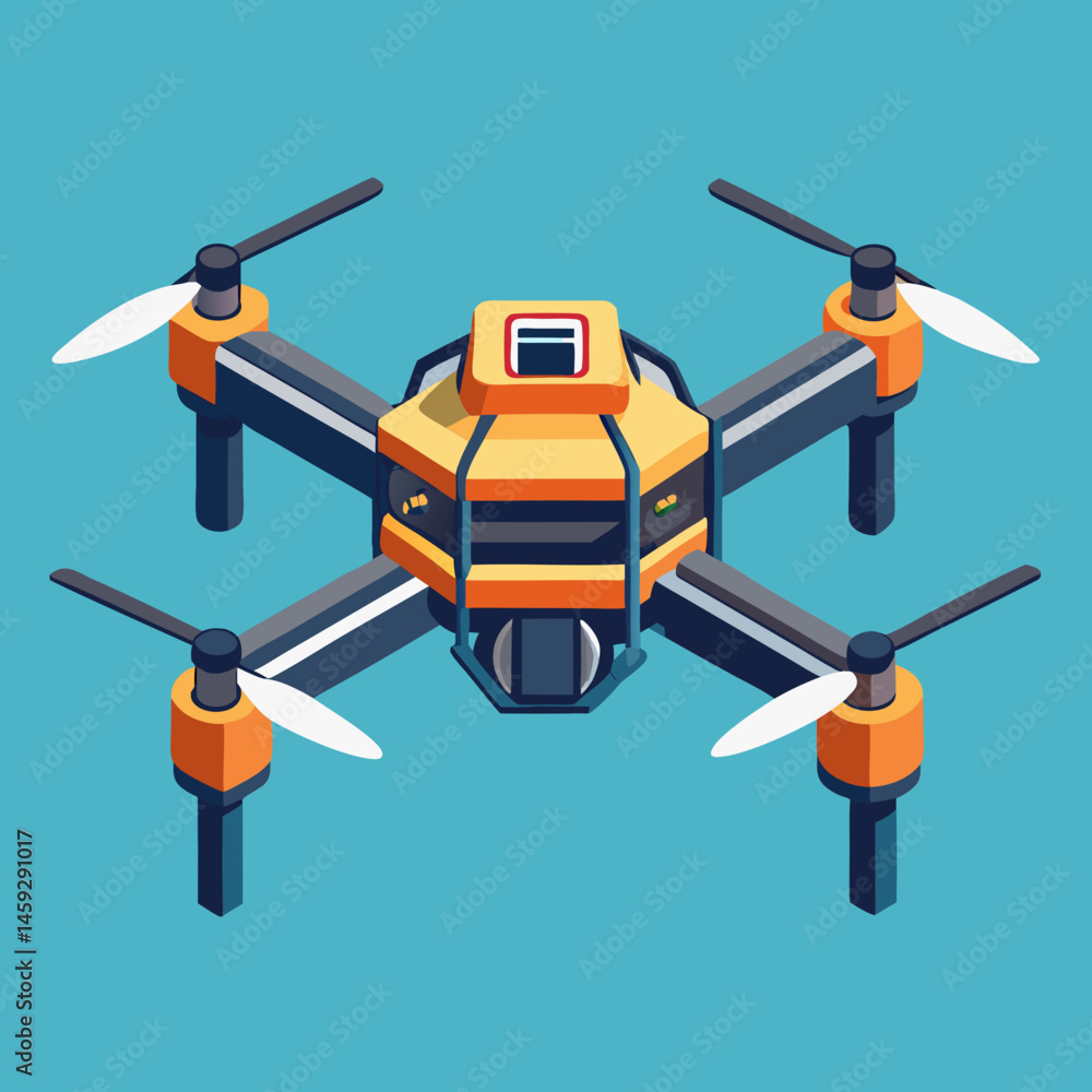 An illustration of a drone with four propellers, showcasing its sleek design and modern technology. An illustration of a drone with four propellers, showcasing its sleek design and modern technology.