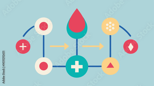 Healing Process An abstract graphic indicating cellular regeneration with arrows and lines that connect microneedled areas to healthy skin cells.