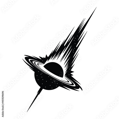 Pulsar emitting beams Silhouette, Vector, Illustration, Icon, Logo, White Background.