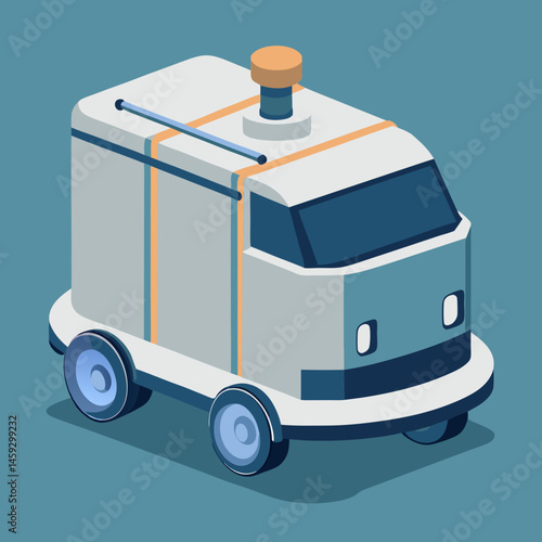 Cartoon ice cream truck on a vibrant purple background, evoking a fun and playful summer vibe.