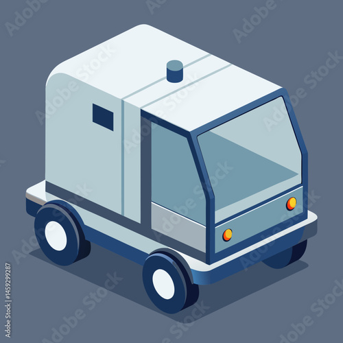 Cartoon ice cream truck on a vibrant purple background, evoking a fun and playful summer vibe.