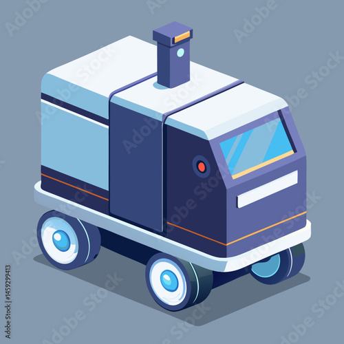 Cartoon ice cream truck on a vibrant purple background, evoking a fun and playful summer vibe.