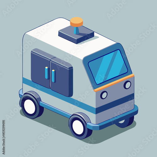 Cartoon ice cream truck on a vibrant purple background, evoking a fun and playful summer vibe.