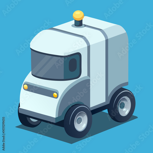Cartoon ice cream truck on a vibrant purple background, evoking a fun and playful summer vibe.