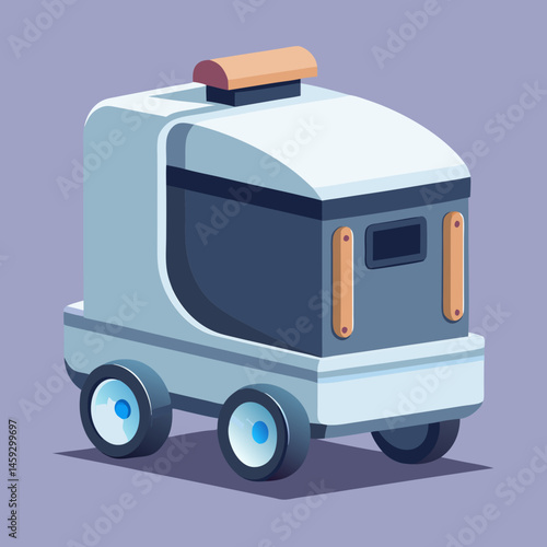 Cartoon ice cream truck on a vibrant purple background, evoking a fun and playful summer vibe.