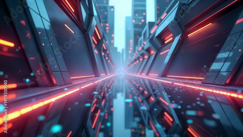 A Dynamic Drone Perspective of a Futuristic Cityscape with Cutting-Edge Urban Design and Streaming Neon Glows under a Starry Sky