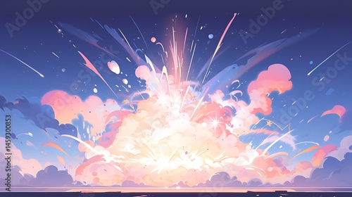 color powder explosion, colorful anime style