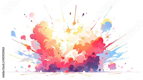 color powder explosion, colorful anime style