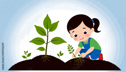 Little Girl Planting Seedlings_Environmental Awareness_Gardening for Kids_Green Initiatives_Future Generation_Eco Friendly Lifestyle_Nurturing Nature_Sustainable Living