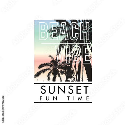 beach vibe sunset beach vibe vector graphic poster design.eps