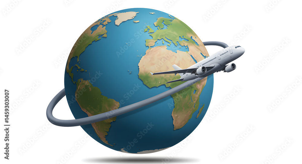 Fototapeta premium Airplane Traveling Around the World