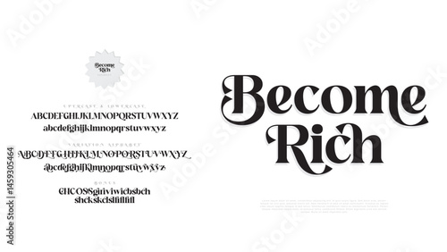 Elegant Font Uppercase Lowercase And Number. Classic Lettering Minimal Fashion Designs. Typography modern serif fonts regular decorative vintage concept. vector illustration