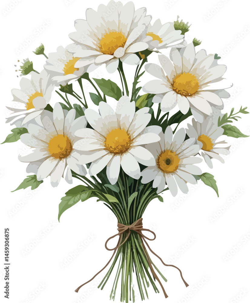 Obraz premium A beautiful bouquet of white and yellow daisies and camomiles, a floral celebration of summer's bloom