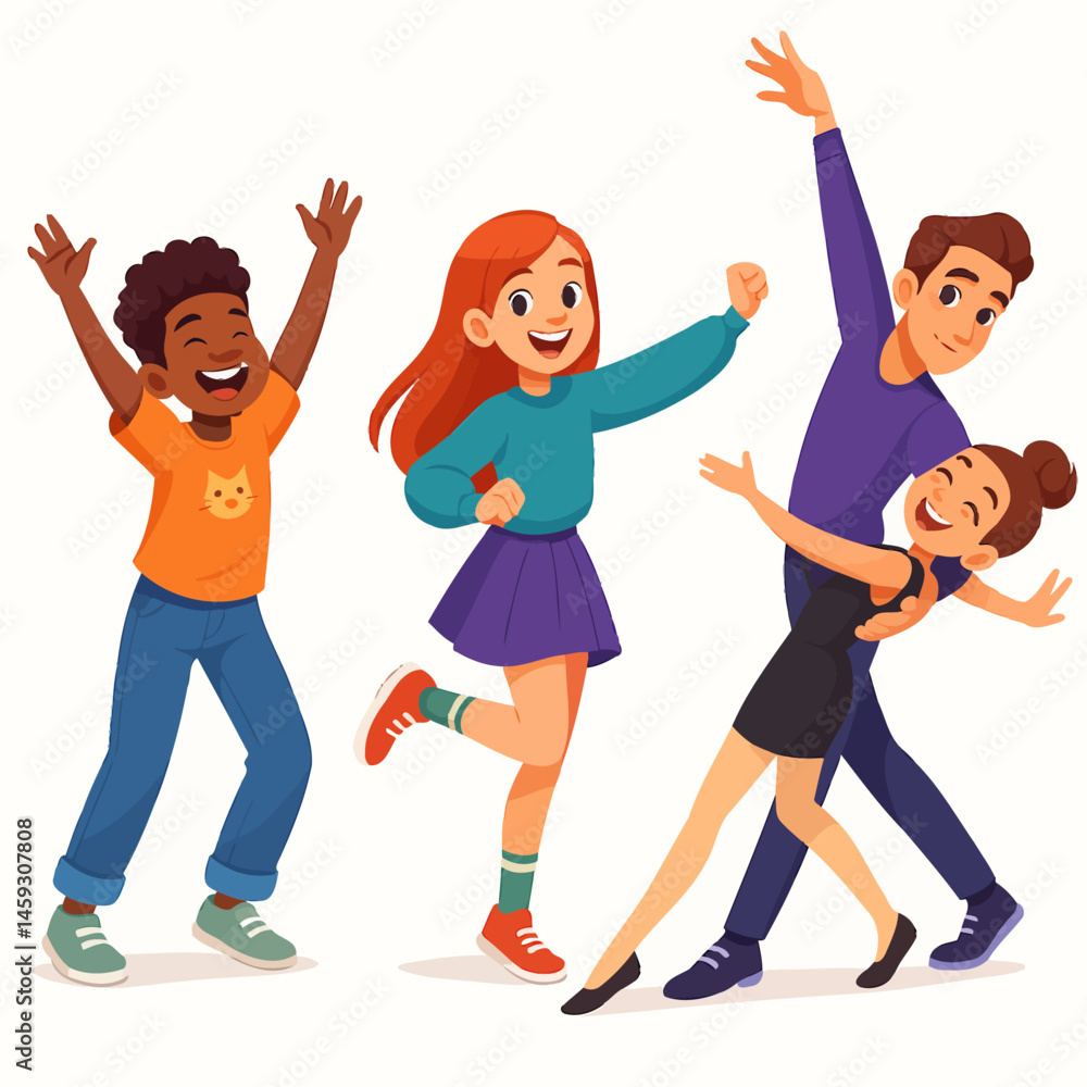Fototapeta premium Group of Young People Having Fun and Dancing with Joy