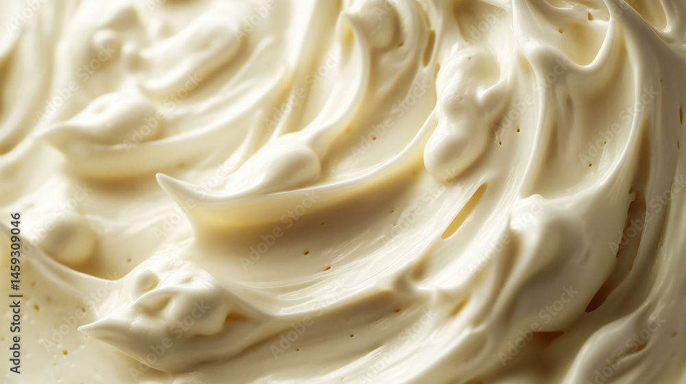 Closeup of creamy white vanilla yogurt smooth texture and subtle swirls captured in high detail clean appetizing presentation perfect for food photography or advertising Closeup of creamy white vanilla yogurt smooth texture and subtle swirls captured in high detail clean appetizing presentation perfect for food photography or advertising